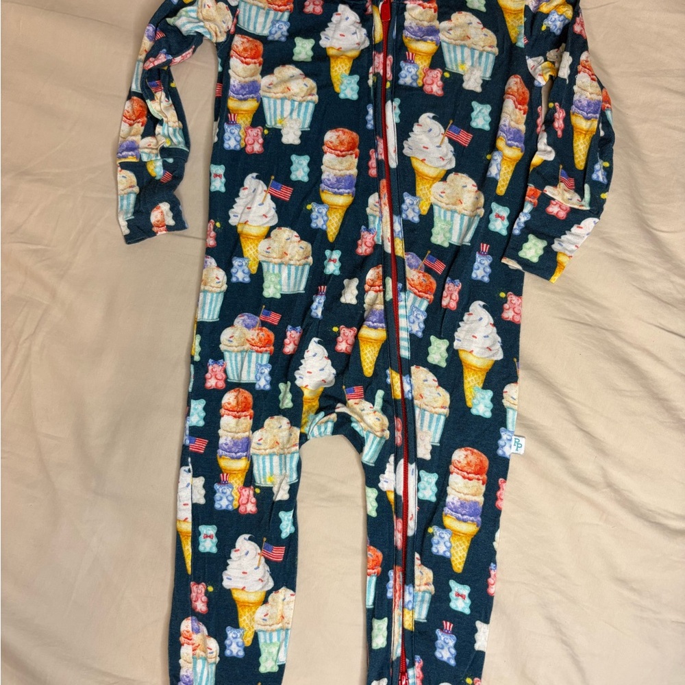 Posh Peanut Ice Cream Print Footie - Navy